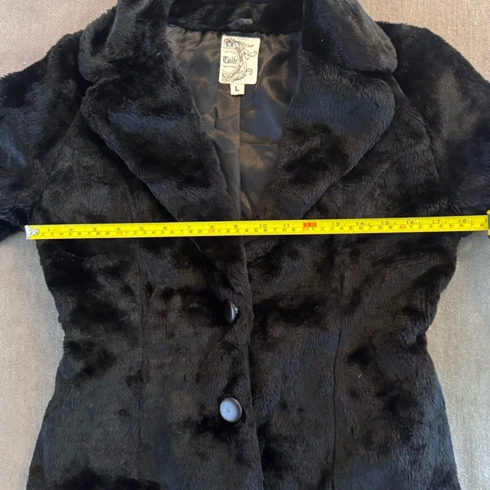 Black Y2K Faux Fur Jacket by Tulle